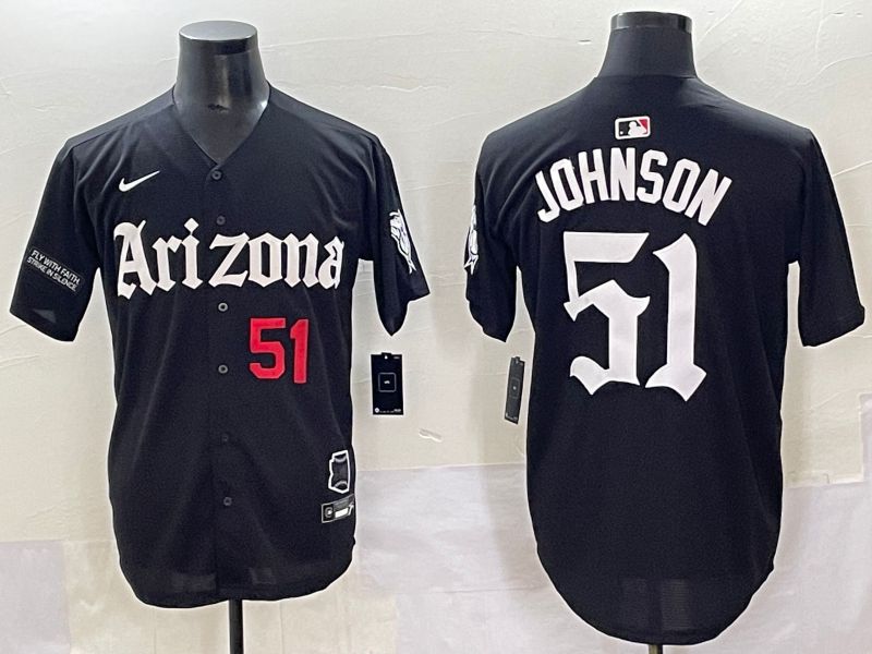 Men 2025 Arizona Diamondback 51 Johnson Black Five generations Joint Name Nike MLB Jersey style 5